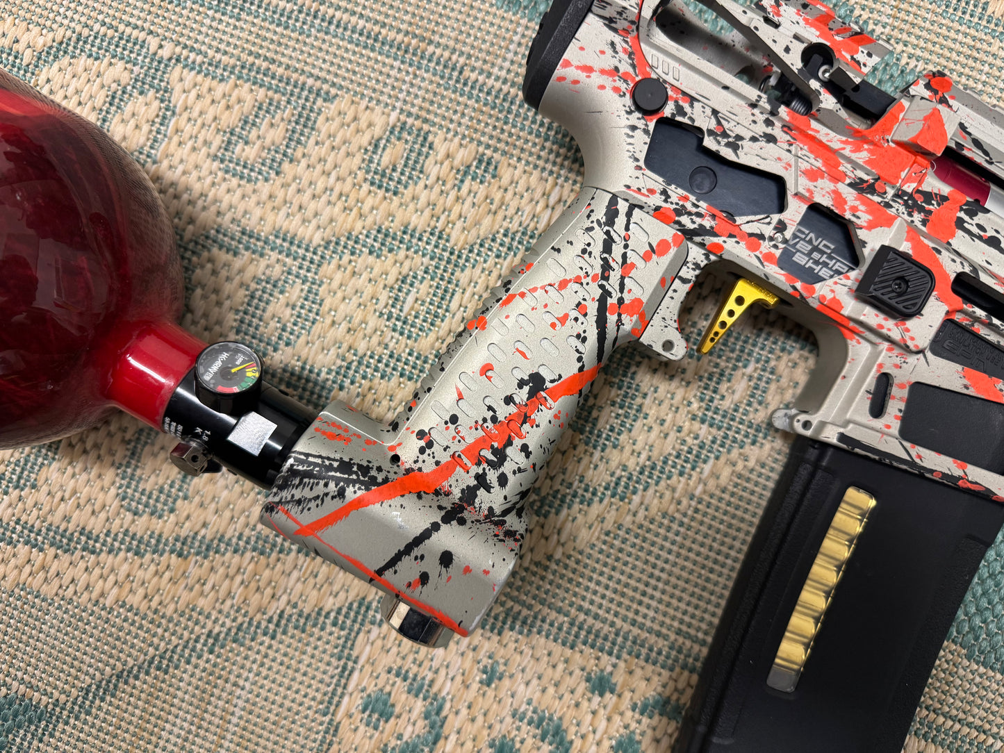KA Tech MAC Polarstar F2 AR7 LE MSG/ESG HPA M4 splatter Cerakoted orange/black
