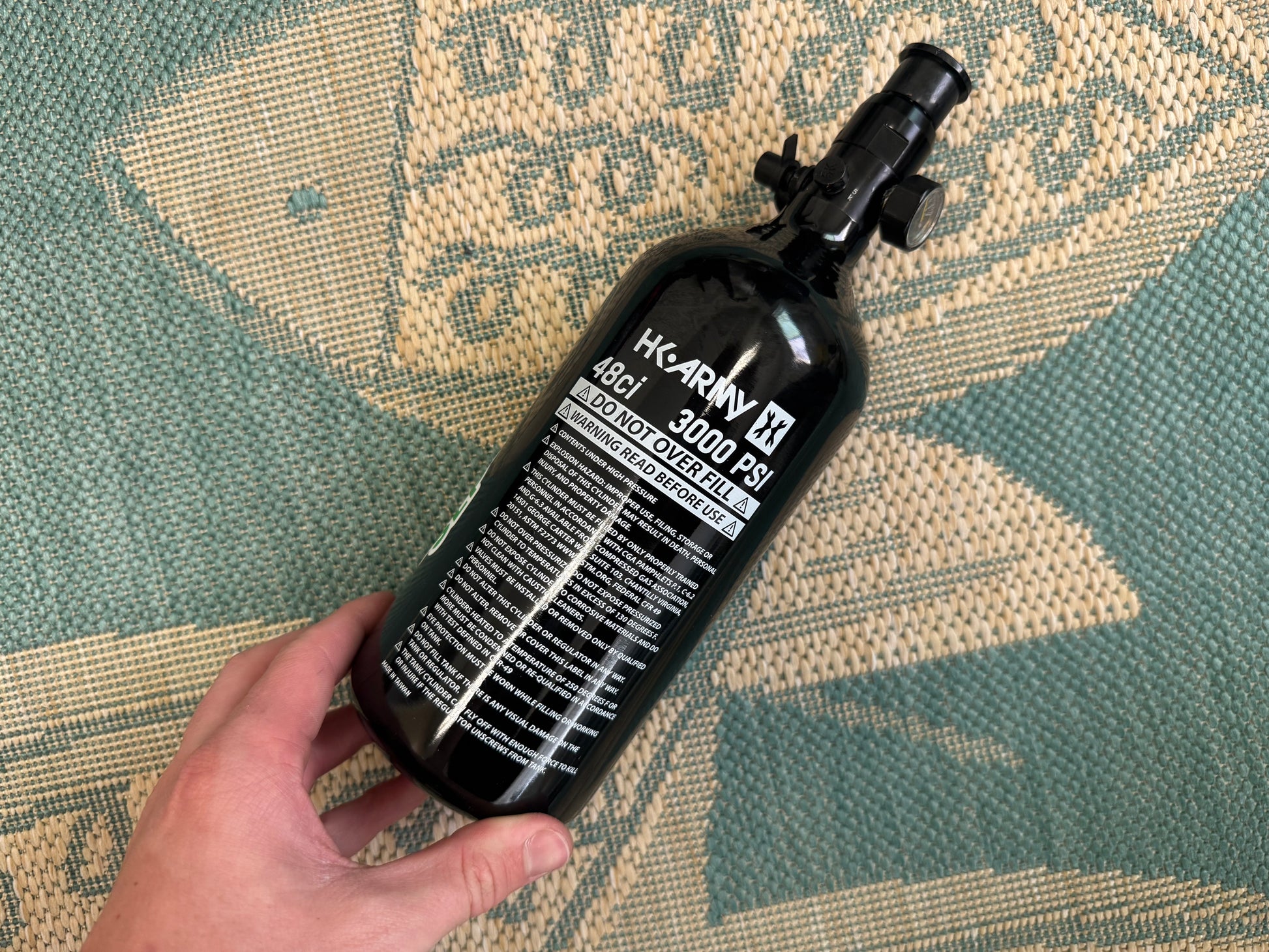 HK Army 48/3000 Black Aluminum Tank with Regulator Adjusted to Low Output