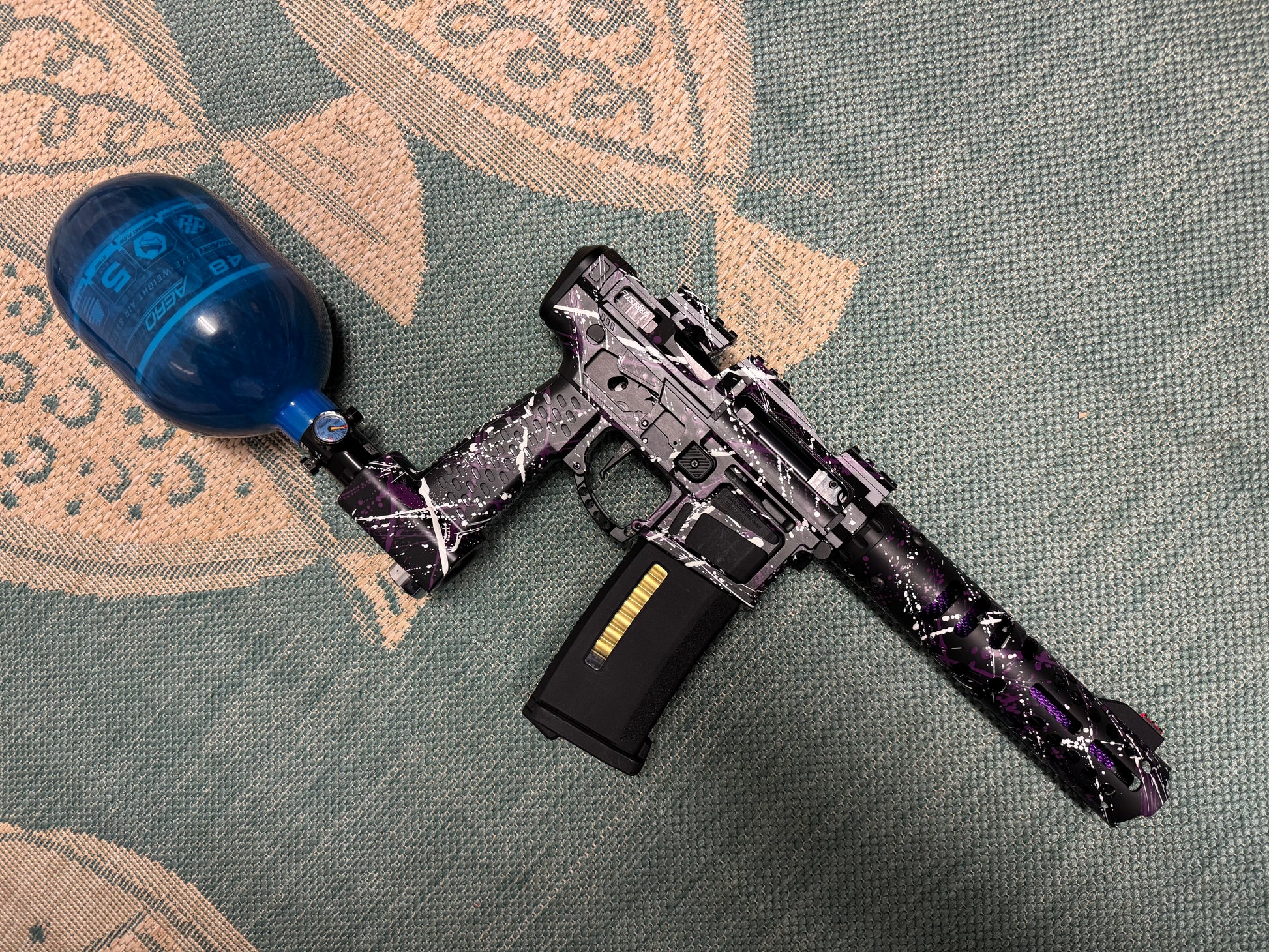 KA Tech MAC Polarstar Fusion Engine AR7 L.E. MSG/ESG HPA M4 Skeletonized splatter Cerakoted Purple/White