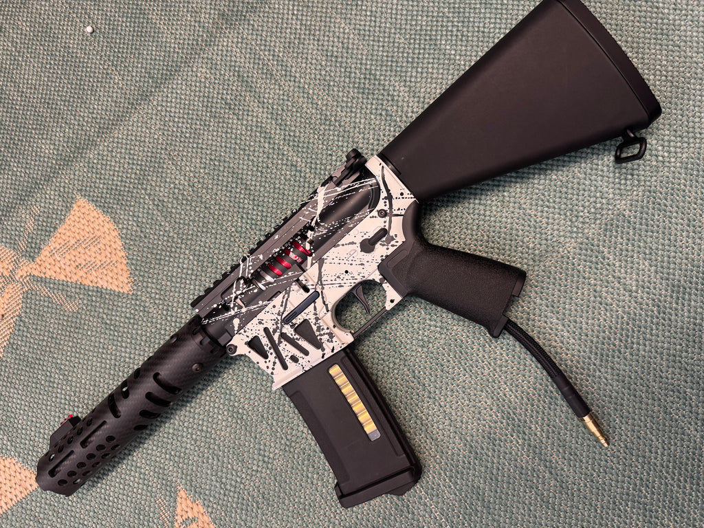 KA Tech MAC Polarstar F2 AR8 HPA M4 Stuby Skeletonized Cerakote Splatter (White & Black)