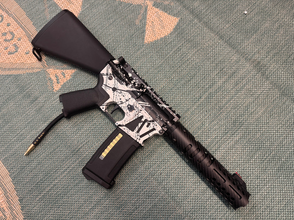 KA Tech MAC Polarstar F2 AR8 HPA M4 Stuby Skeletonized Cerakote Splatter (White & Black)