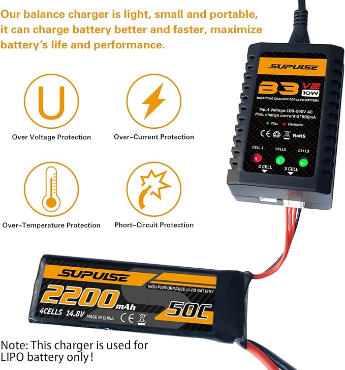 SUPULSE B3 V2 Lipo Balance Charger 7.4-11.1V