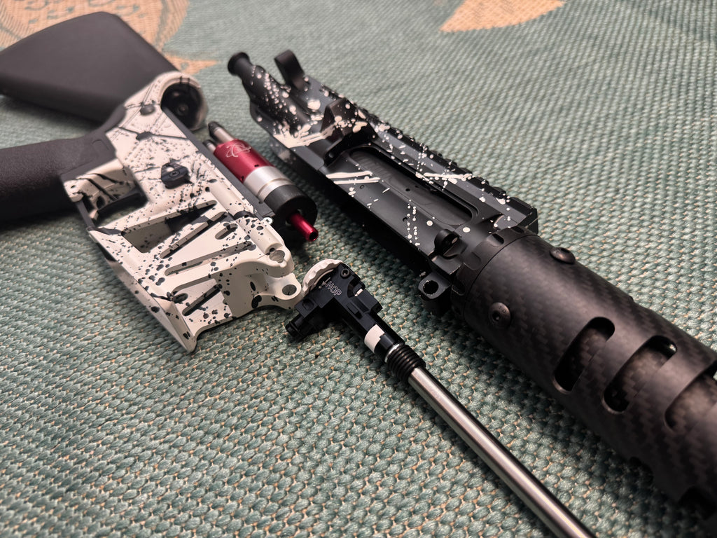 KA Tech MAC Polarstar F2 AR8 HPA M4 Stuby Skeletonized Cerakote Splatter (White & Black)