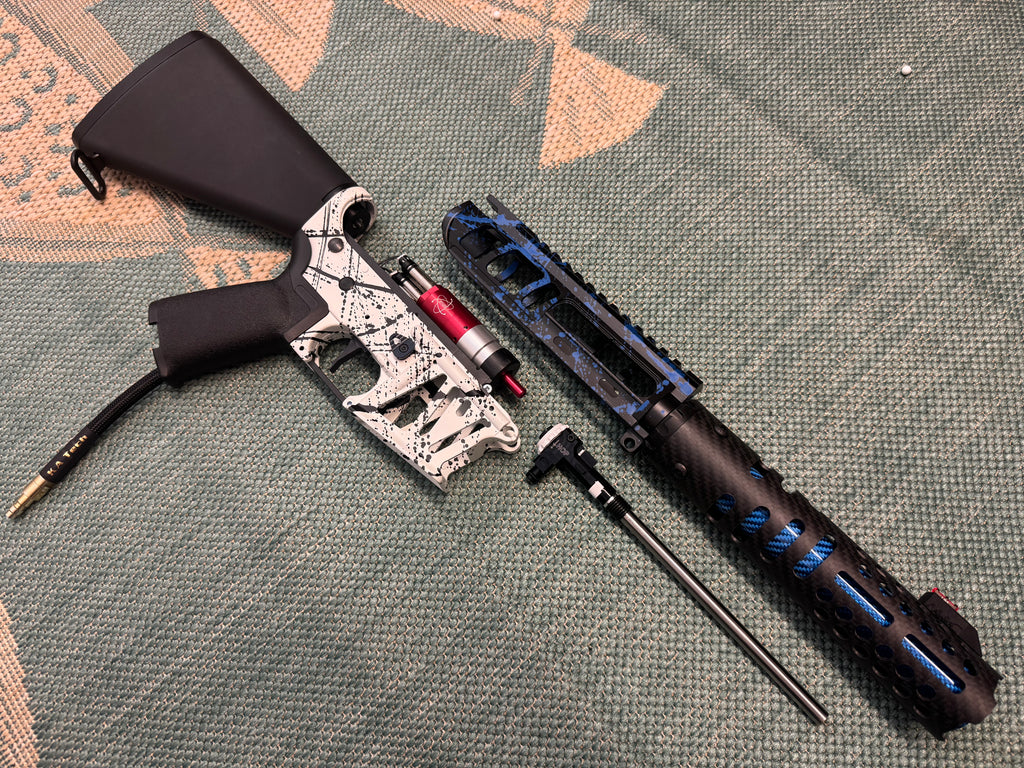KA Tech MAC Polarstar F2 AR8 HPA M4 Stuby Skeletonized Cerakote Splatter (White & Blue)