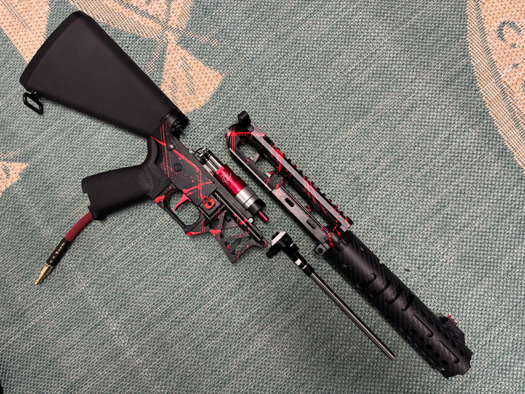 KA Tech MAC Polarstar F2 AR8 HPA M4 Stuby Skeletonized Cerakote Splatter (Red - Black Cannon Barrel)