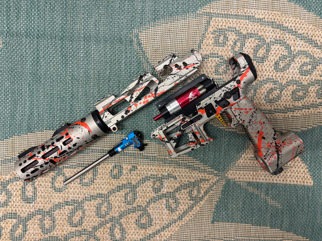 KA Tech MAC Polarstar F2 AR7 LE MSG/ESG HPA M4 splatter Cerakoted orange/black