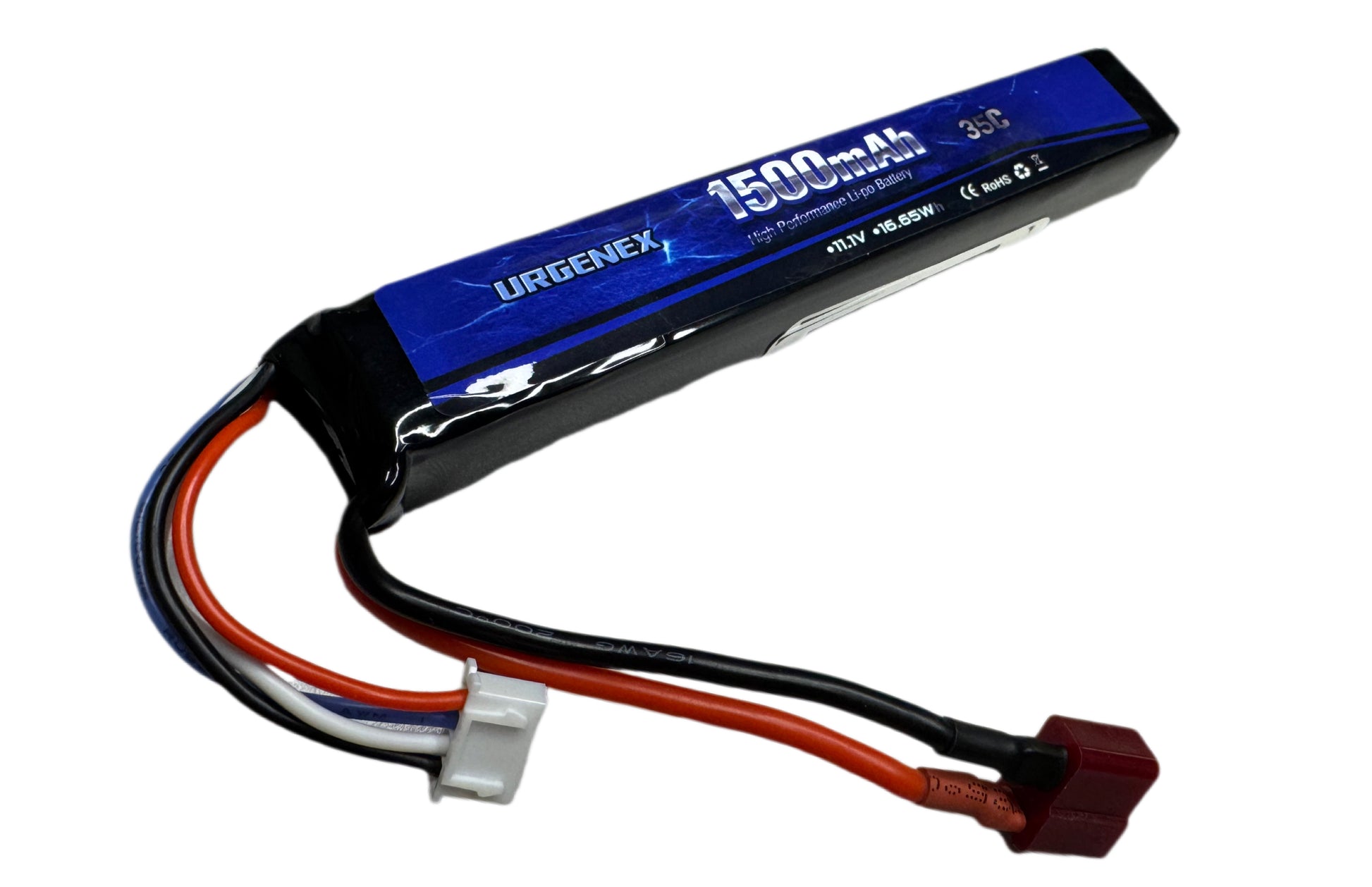 URGENEX Airsoft Battery 11.1V 1500mAh 35C High Discharge Rate Lipo Pack with Deans T Plug