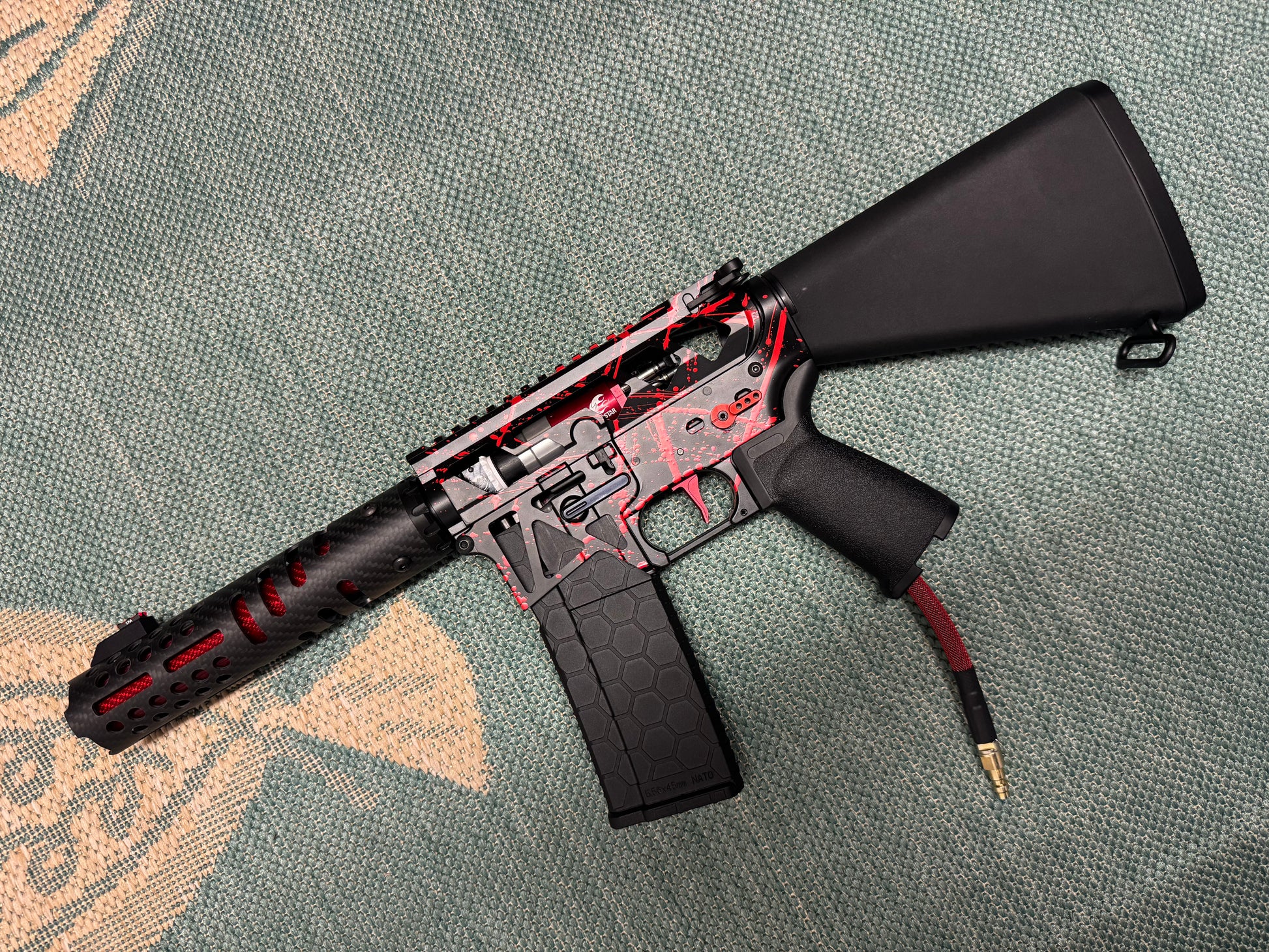 KA Tech MAC Polarstars F2 AR8 HPA M4 Stuby Type 3 Skeletonized Cerakote Splatter