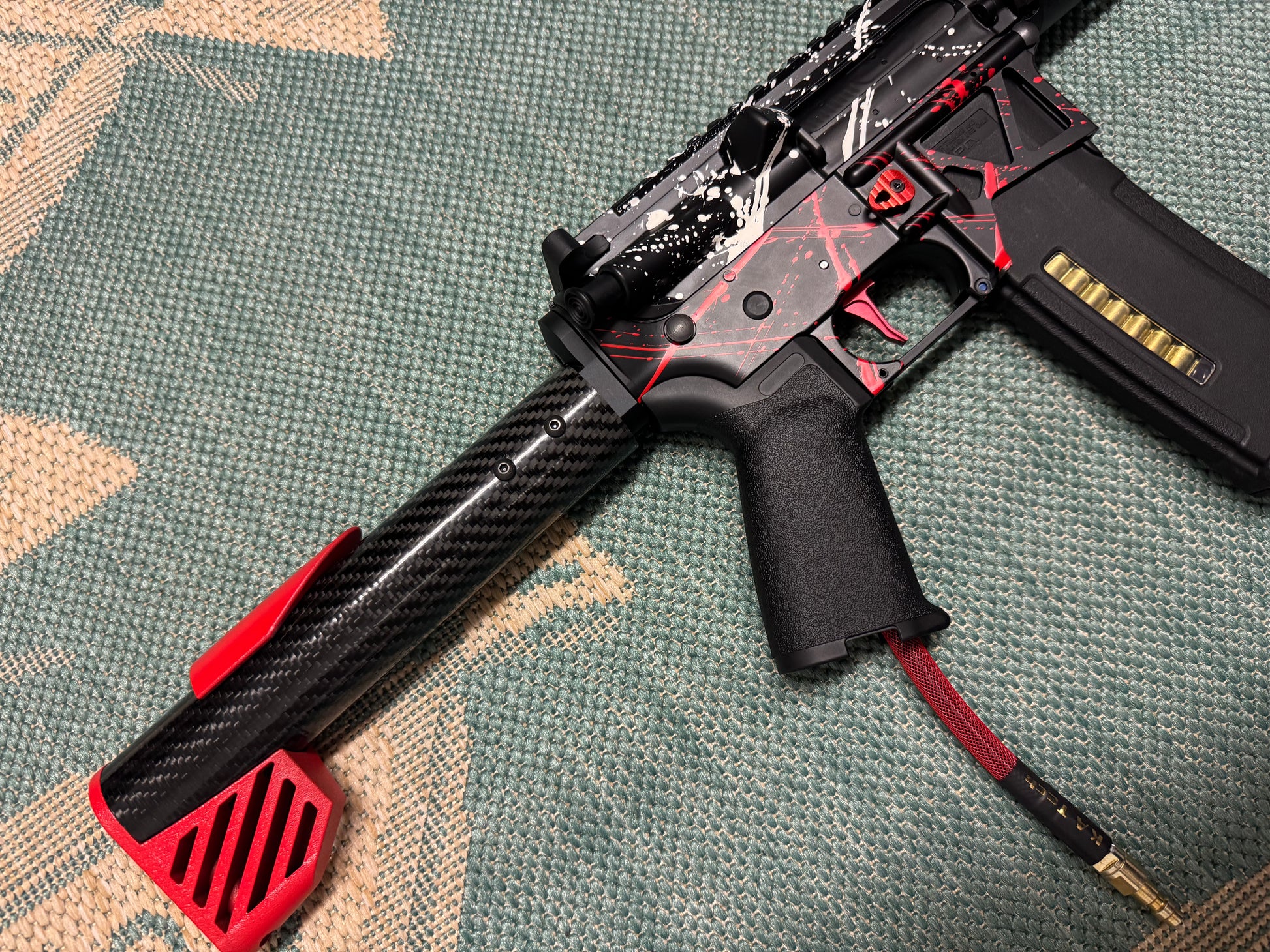 KA Tech MAC Polarstars F2 AR8 HPA M4 Carbon Type 3 Skeletonized Cerakote Splatter
