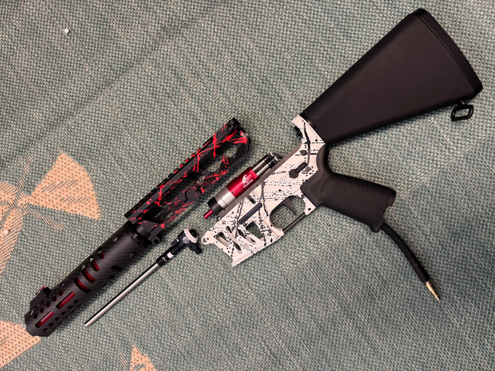 KA Tech MAC Airtac Polarstars F2 AR8 HPA M4 Stuby Type 4 Skeletonized Cerakote Splatter