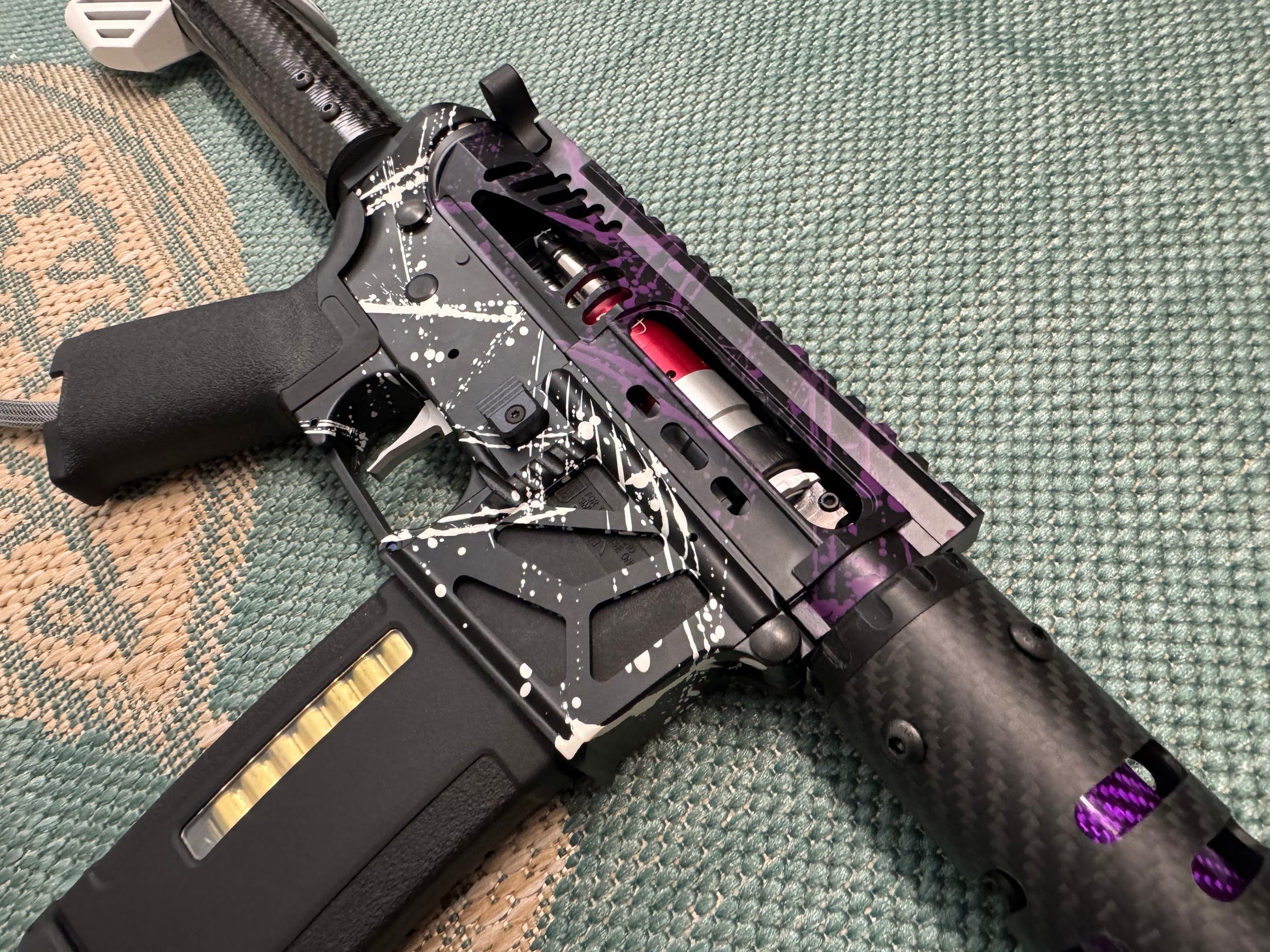 KA Tech MAC Airtac Polarstars F2 AR8 HPA M4 Carbon Type 1 Skeletonized Cerakote Splatter