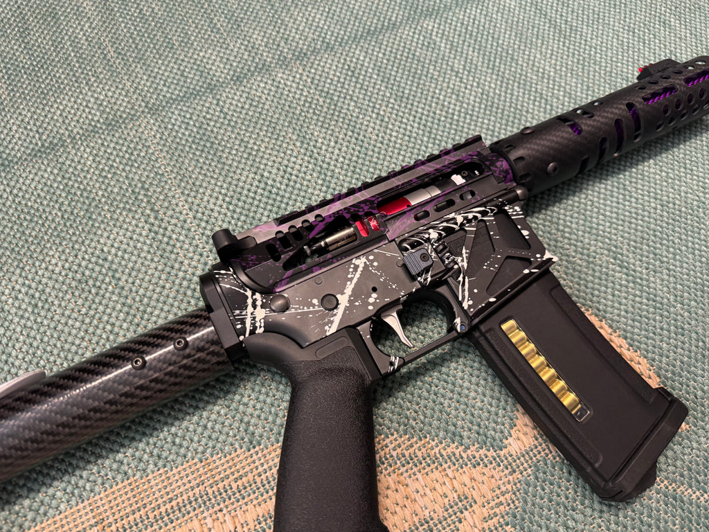 KA Tech MAC Airtac Polarstars F2 AR8 HPA M4 Carbon Type 1 Skeletonized Cerakote Splatter