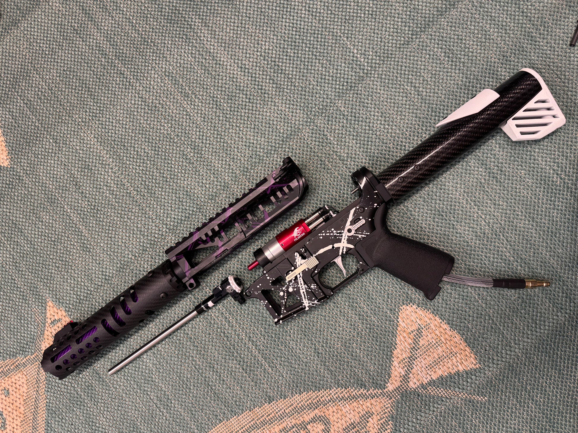 KA Tech MAC Airtac Polarstars F2 AR8 HPA M4 Carbon Type 1 Skeletonized Cerakote Splatter