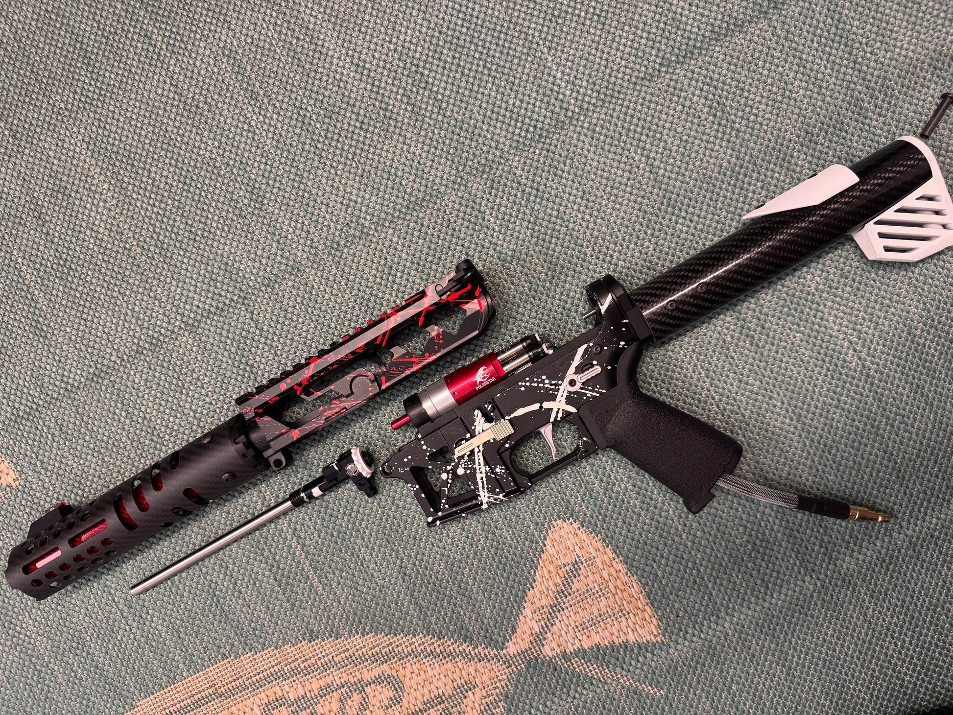 KA Tech MAC Airtac Polarstars F2 AR8 HPA M4 Carbon Type 1 Skeletonized Cerakote Splatter