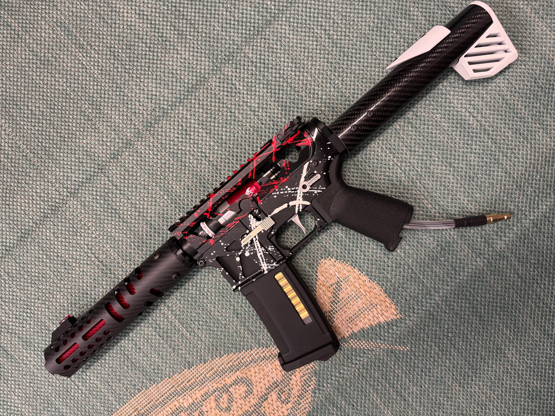 KA Tech MAC Airtac Polarstars F2 AR8 HPA M4 Carbon Type 1 Skeletonized Cerakote Splatter