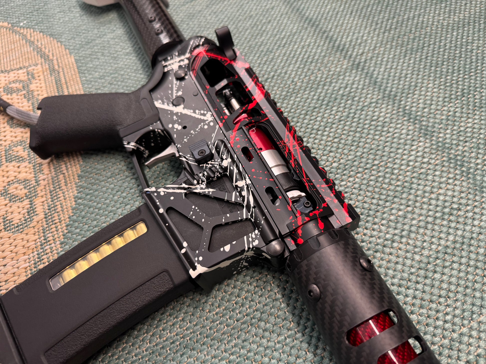 KA Tech MAC Airtac Polarstars F2 AR8 HPA M4 Carbon Type 1 Skeletonized Cerakote Splatter