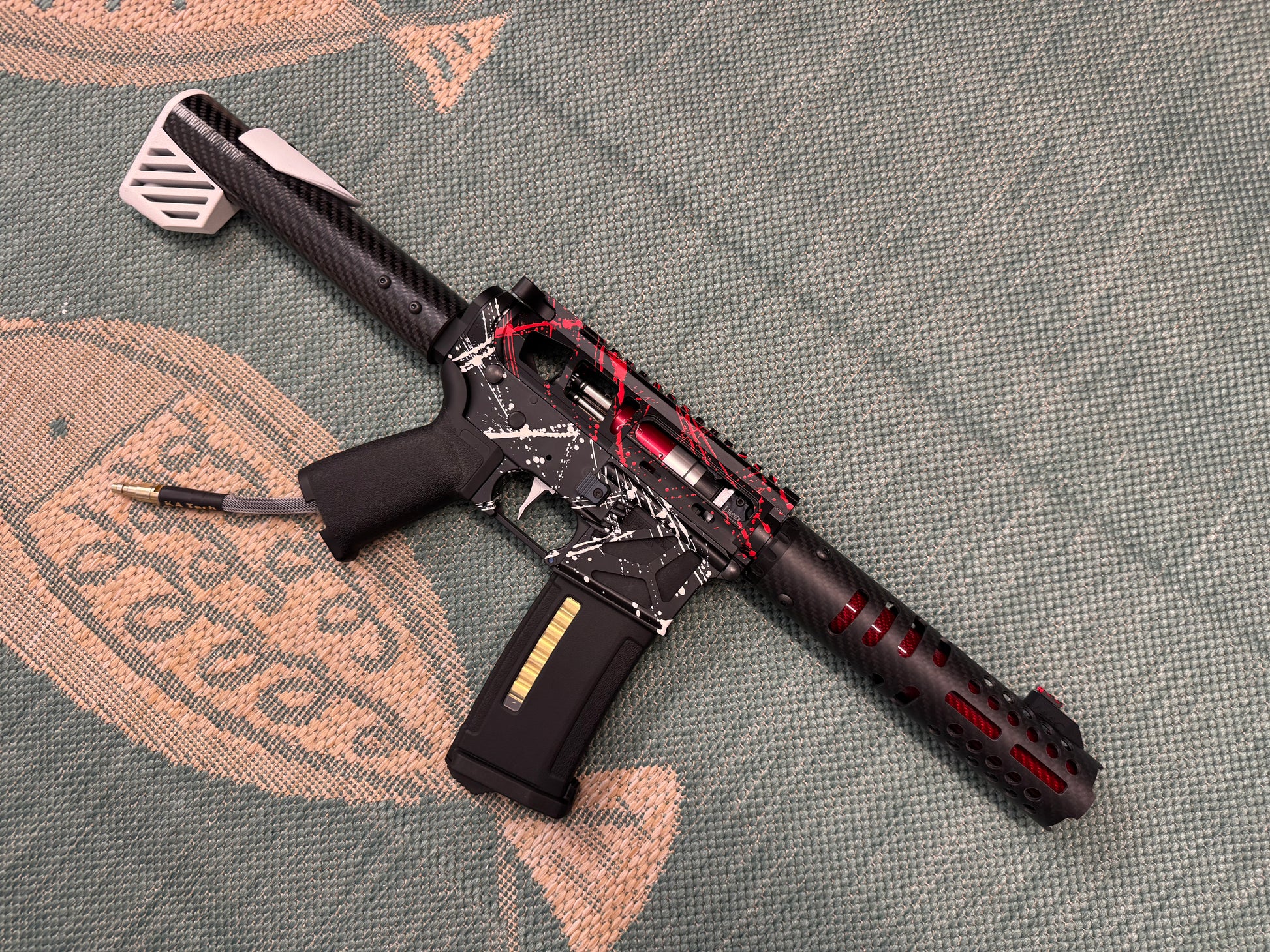 KA Tech MAC Airtac Polarstars F2 AR8 HPA M4 Carbon Type 1 Skeletonized Cerakote Splatter