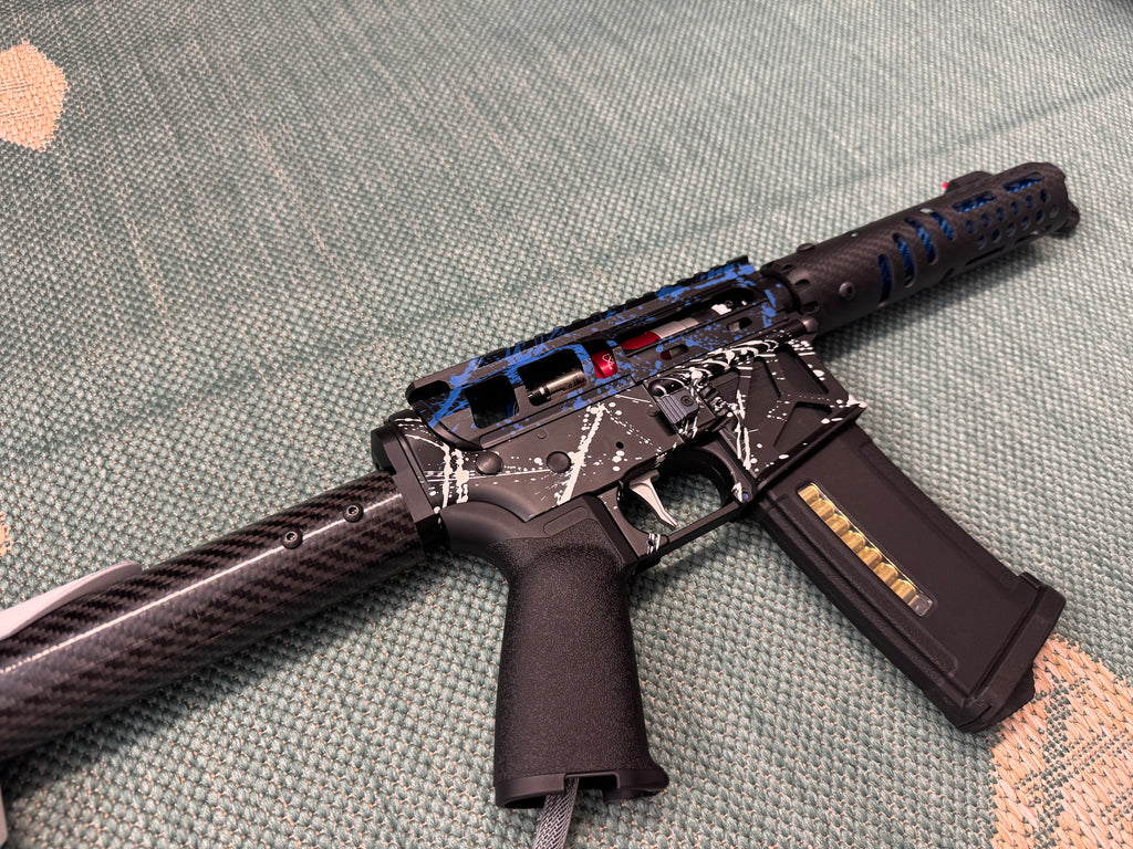 KA Tech MAC Airtac Polarstars F2 AR8 HPA M4 Carbon Type 1 Skeletonized Cerakote Splatter