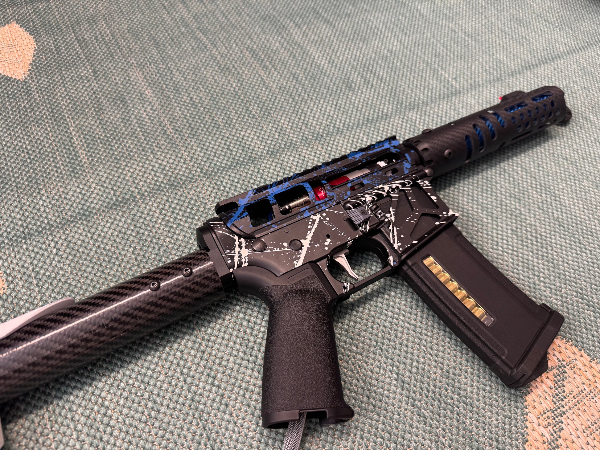 KA Tech MAC Airtac Polarstars F2 AR8 HPA M4 Carbon Type 1 Skeletonized Cerakote Splatter
