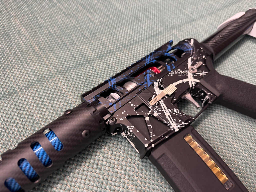 KA Tech MAC Airtac Polarstars F2 AR8 HPA M4 Carbon Type 1 Skeletonized Cerakote Splatter