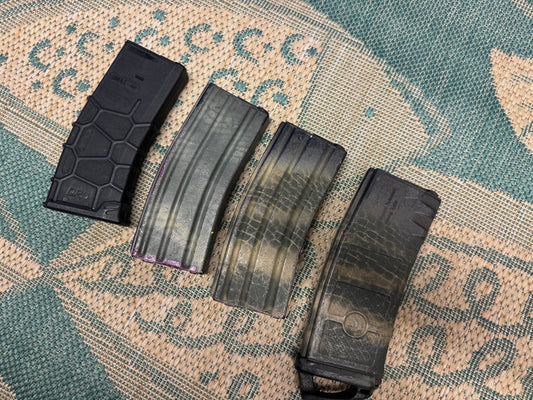 3x camo midcaps & 1x honeycomb hicap M4 Magazine