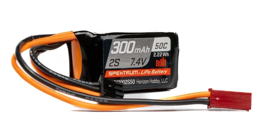 Spektrum 7.4V 300mAh 2S 50C LiPo Battery: JST-RCY, SPMX3002S50