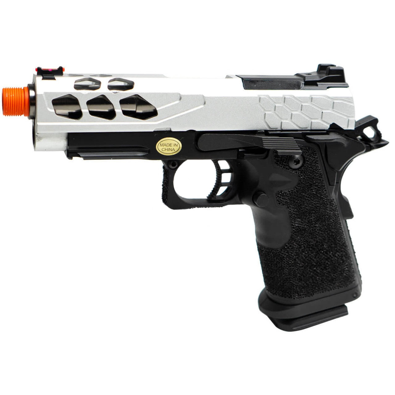 Lancer Tactical Stryk Hi-Capa Gas Blowback Airsoft Pistol Black & Silver